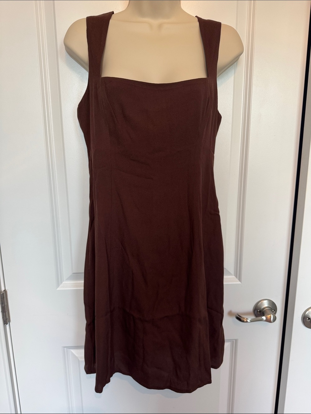 Reformation Gabin Square-Neck Mini Dress - Brown - NWT - Size 8 - Picture 4 of 5